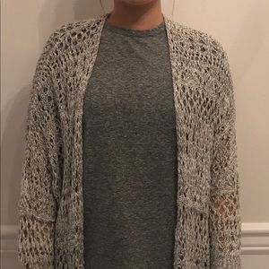 Hollister gray/white crochet cardigan